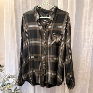 Rails Hunter Button-Front Shirt - Moss Black Ivory Size XL